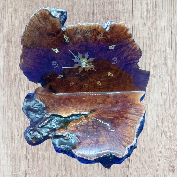 Quartz Unique Handcrafted Burl Wood Slab Rustic Table Clock With Intricate Desig - Picture 9 of 12